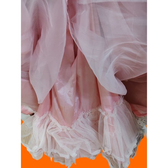 Vintage Pink BarbieCore Drop Waist Rose Taft Couture Gown by Elizabeth Arden - Picture 8 of 16